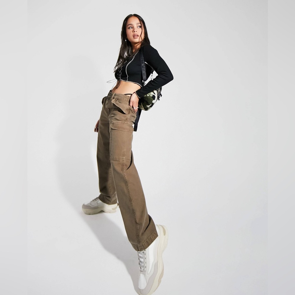 ASOS Low Rise Utility Cargo Pants in Mushroom